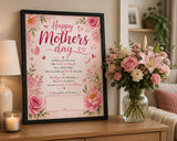 Personalised Mother's Day Print - Floral A4 Keepsake Gift for Mum (Framed Option) - wall art print by Sarah's Embroidery